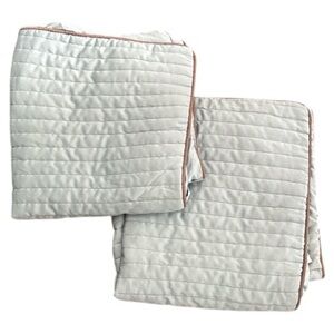 2 Madison Park Teal Blue Green Brown Quilted Pillow Cases Shams Bedding